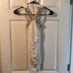 Gorgeous Cache’ Embellished and ruched cream top